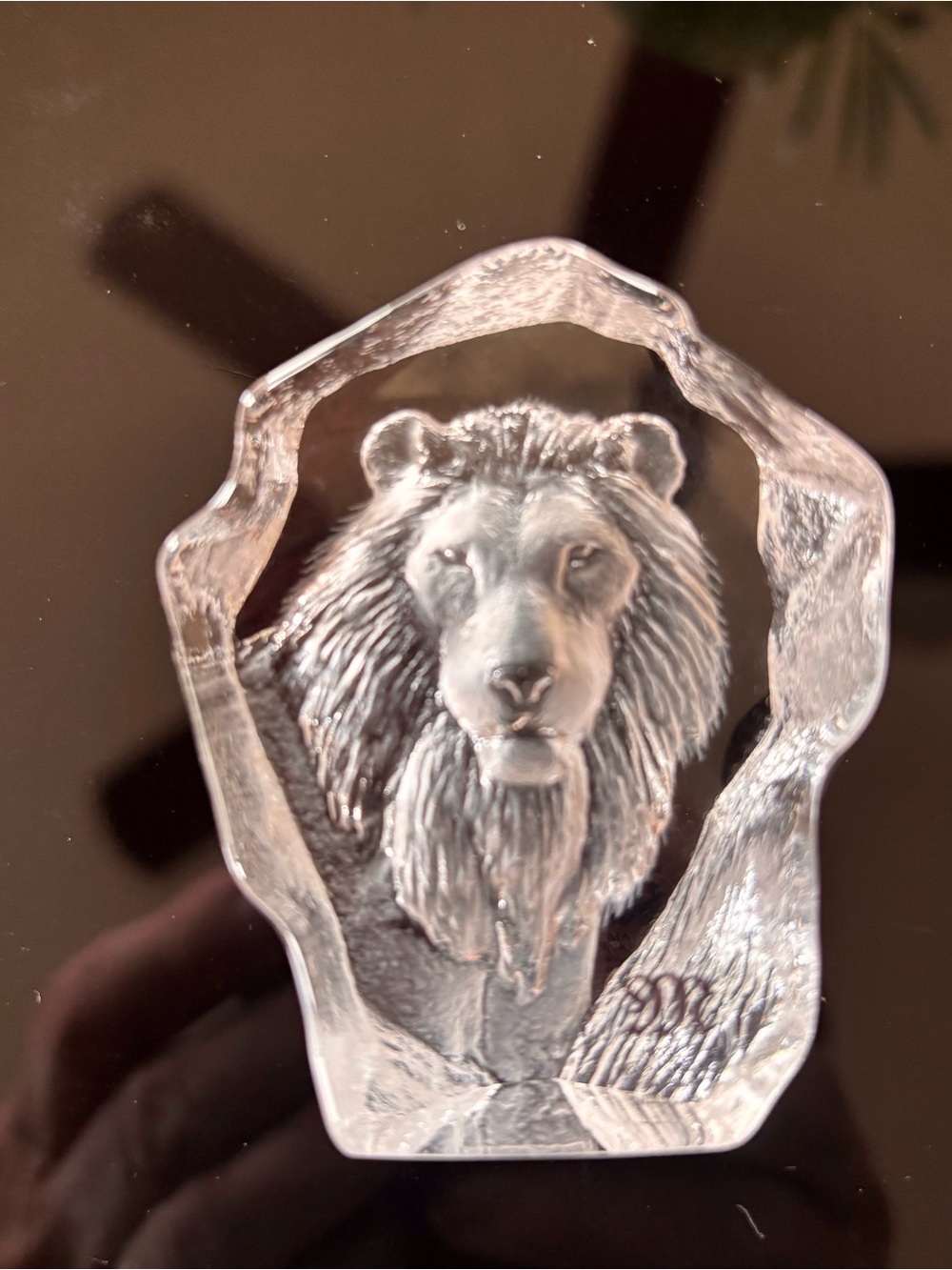 NIB Vintage Mats Jonasson Swedish Lead Crystal Lion Paperweight